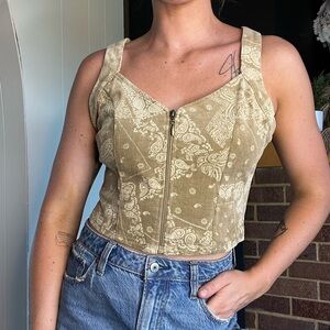 Olive paisley corduroy tank